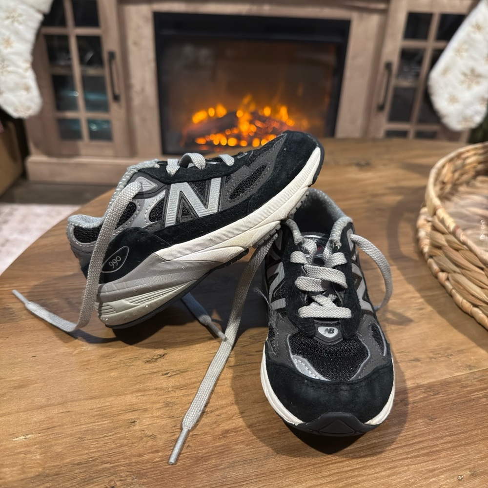 New Balance Kids Black and Gray Sneakers